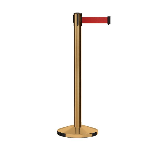 Montour Line Stanchion Belt Barrier Sat.Brass Post 13ft. Red Belt M630-SB-RD-130